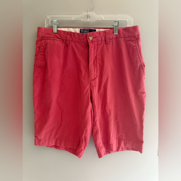 Polo Ralph Lauren Pink Chino Shorts Mens SZ 34 Pockets 100% Cotton Summer Preppy - Picture 1 of 11
